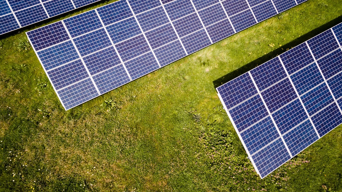 Solar panels on a commercial warehouse rooftop